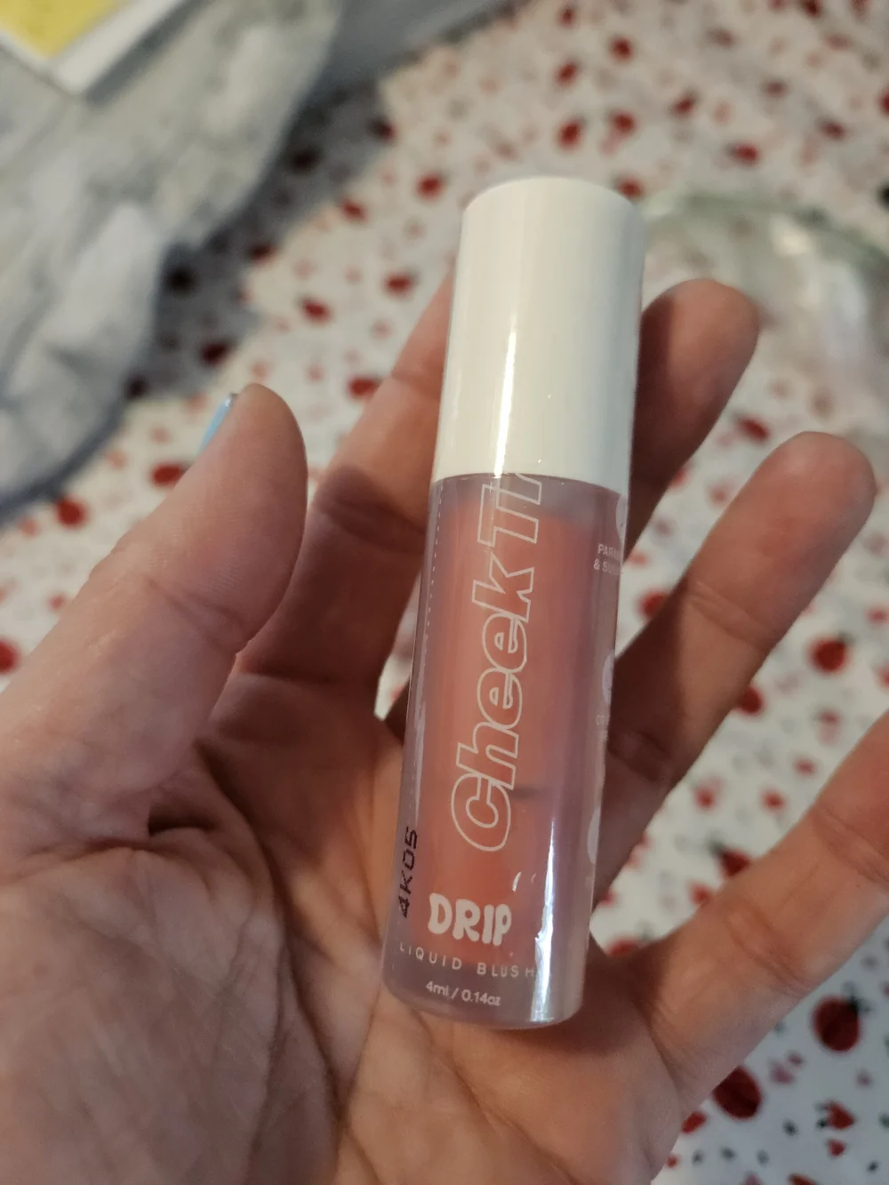 TYS Beauty Liquid Cheek Tint Drip Blush — Dusty Rose Pink and gloss.